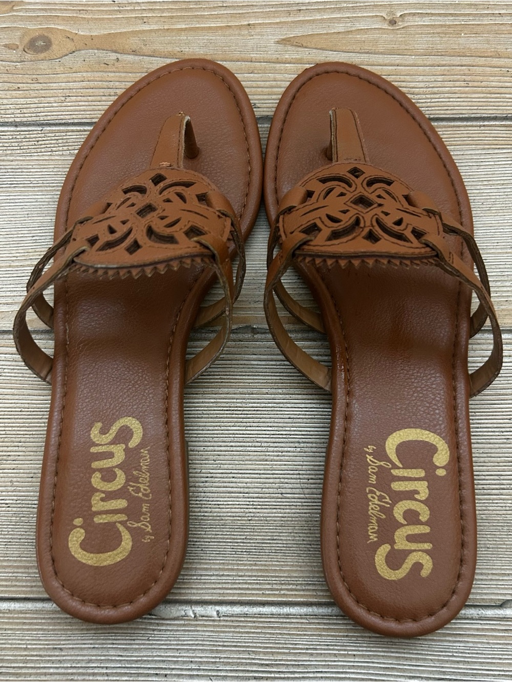 Circus by Sam Edelman Tan Cutout Thong Sandals